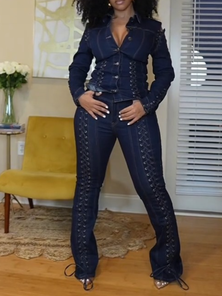 FLARE DENIM TWO PIECES SET