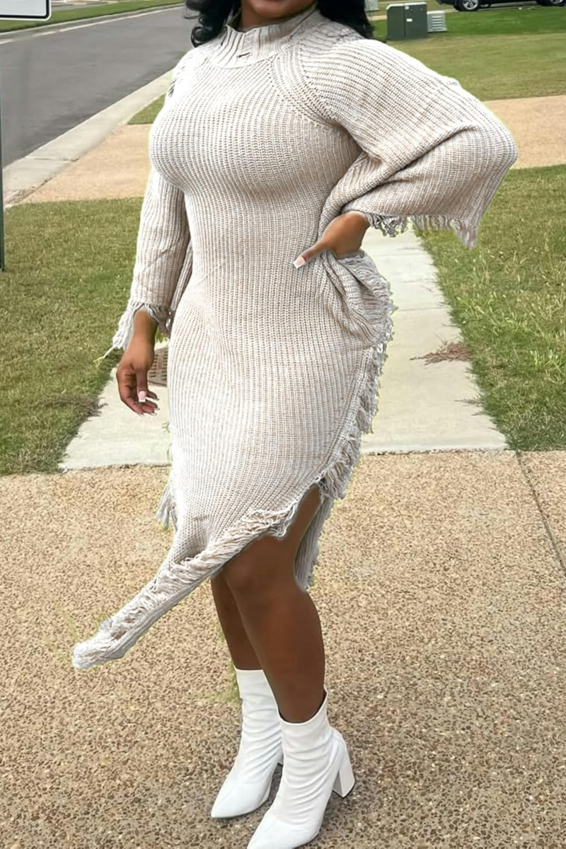 Fringe Long Sweater Dresses