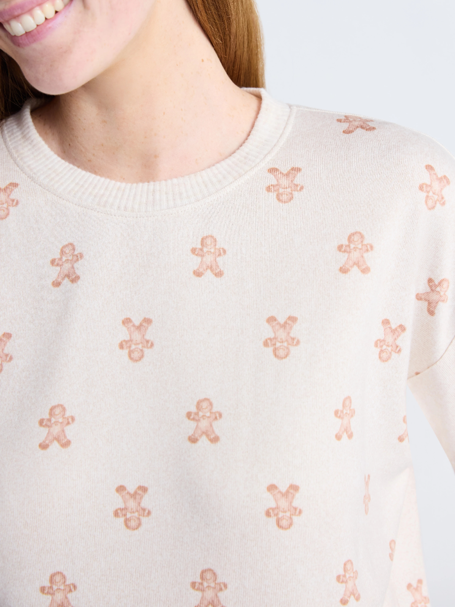 Cozy Lounge Collection Hacci Knit Long Sleeve Top And Joggers Pajama Set