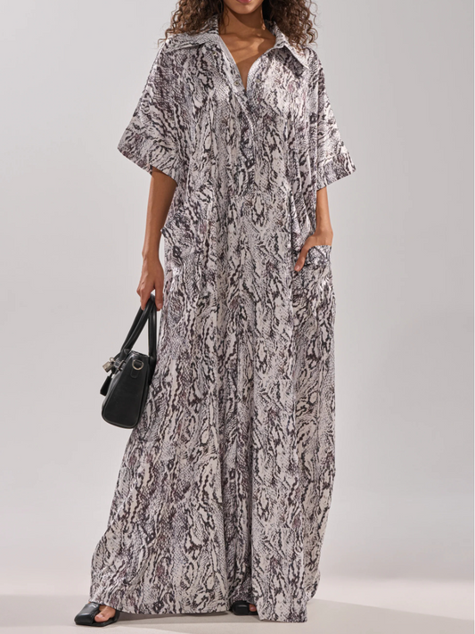 OVERSIZED SATIN JUMPSUIT IN SNAKE PRINT