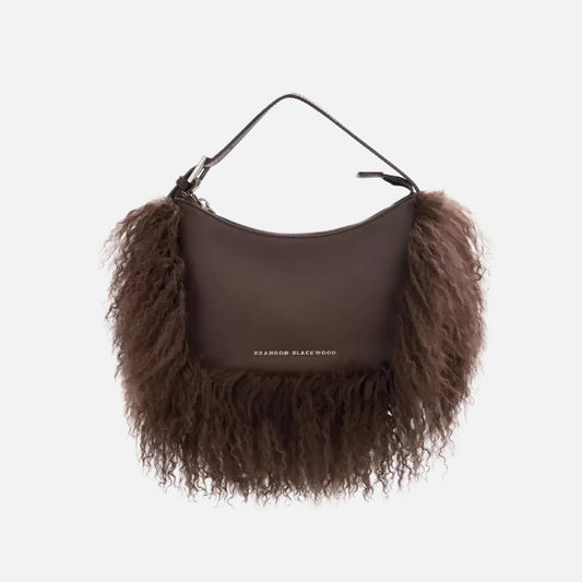 Leather Wool Trim Cortni Bag.