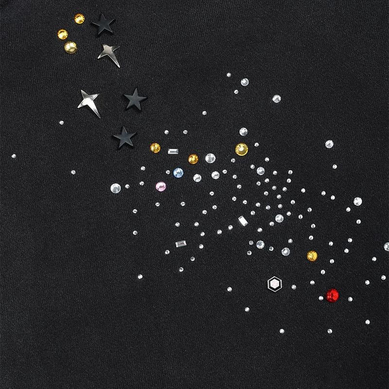 Rhinestone Star Zip Hoodie Vintage Washed