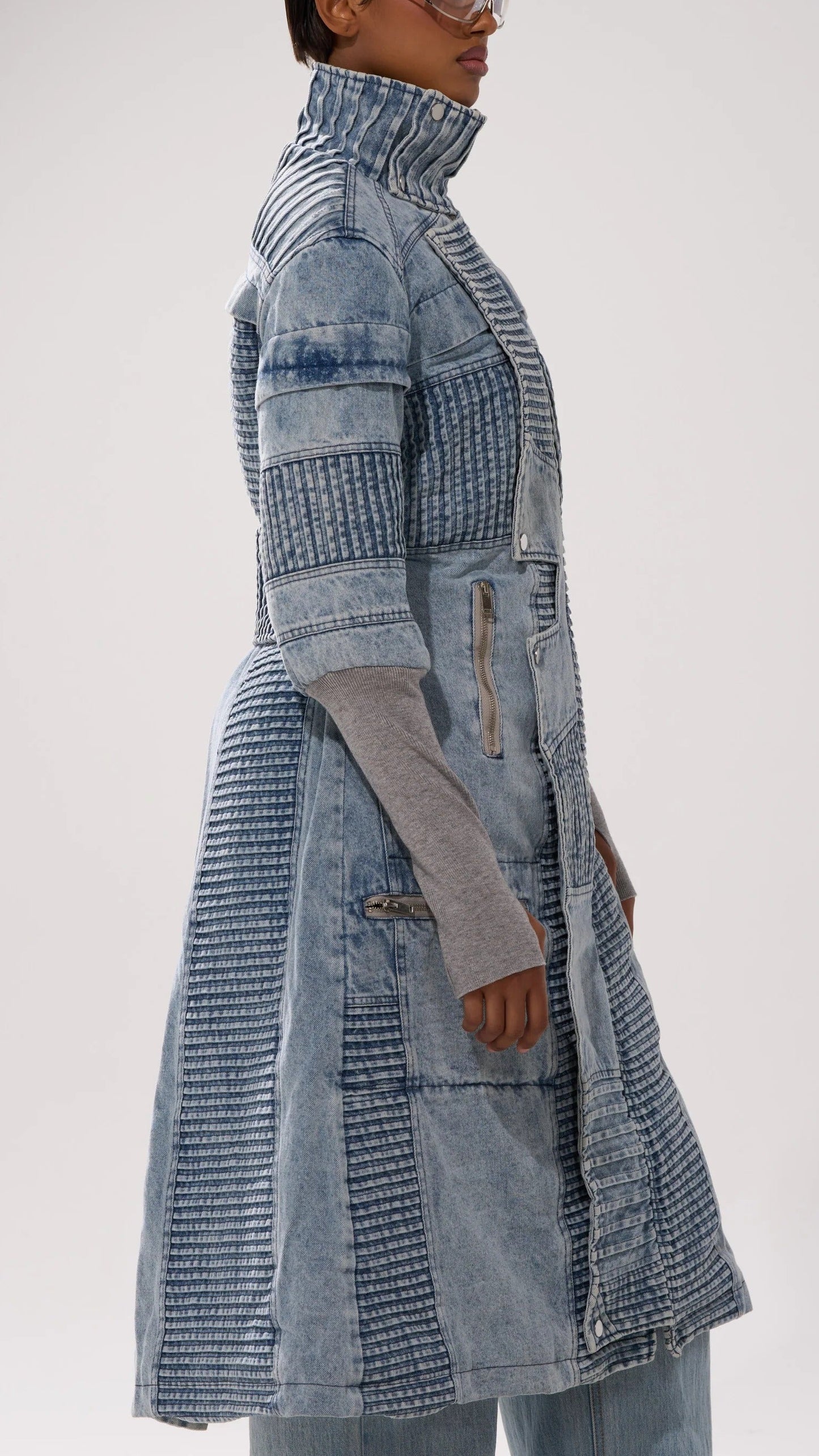 LONG DENIM TRENCH COAT