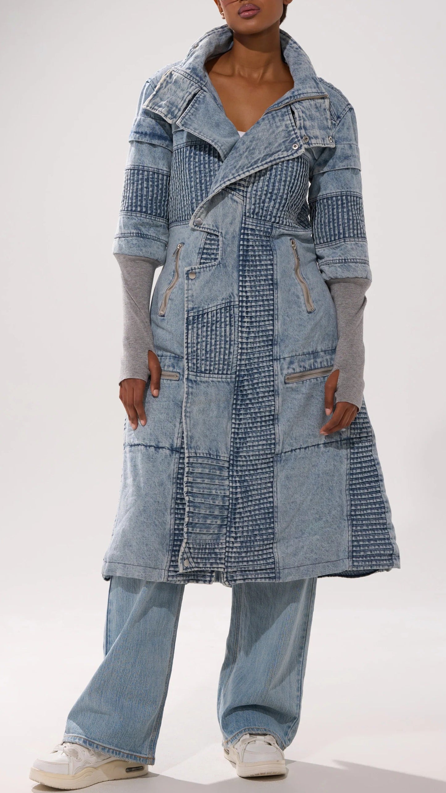 LONG DENIM TRENCH COAT