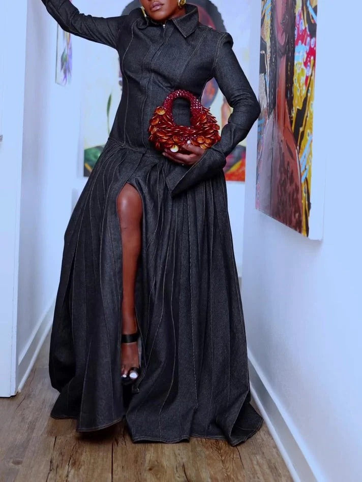 Original Denim Pleated Dress