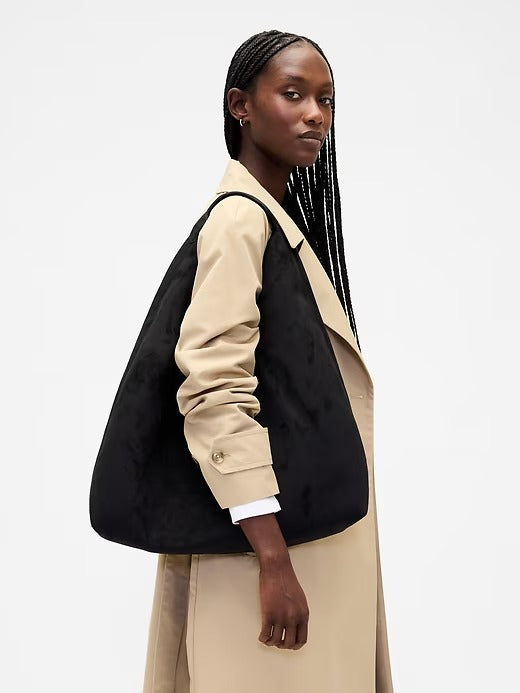Vegan Suede Slouchy Tote Bag